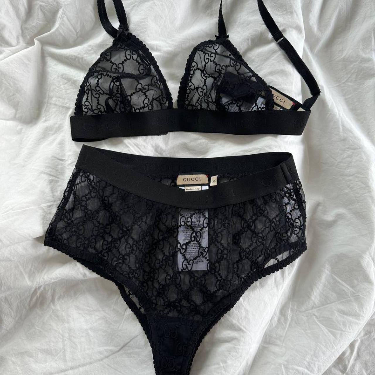 GUCCI★素敵！Embroidered tulle triangle bra and briefs set GUCCI Embroidered tulle triangle bra and briefs set | THE OUTNET