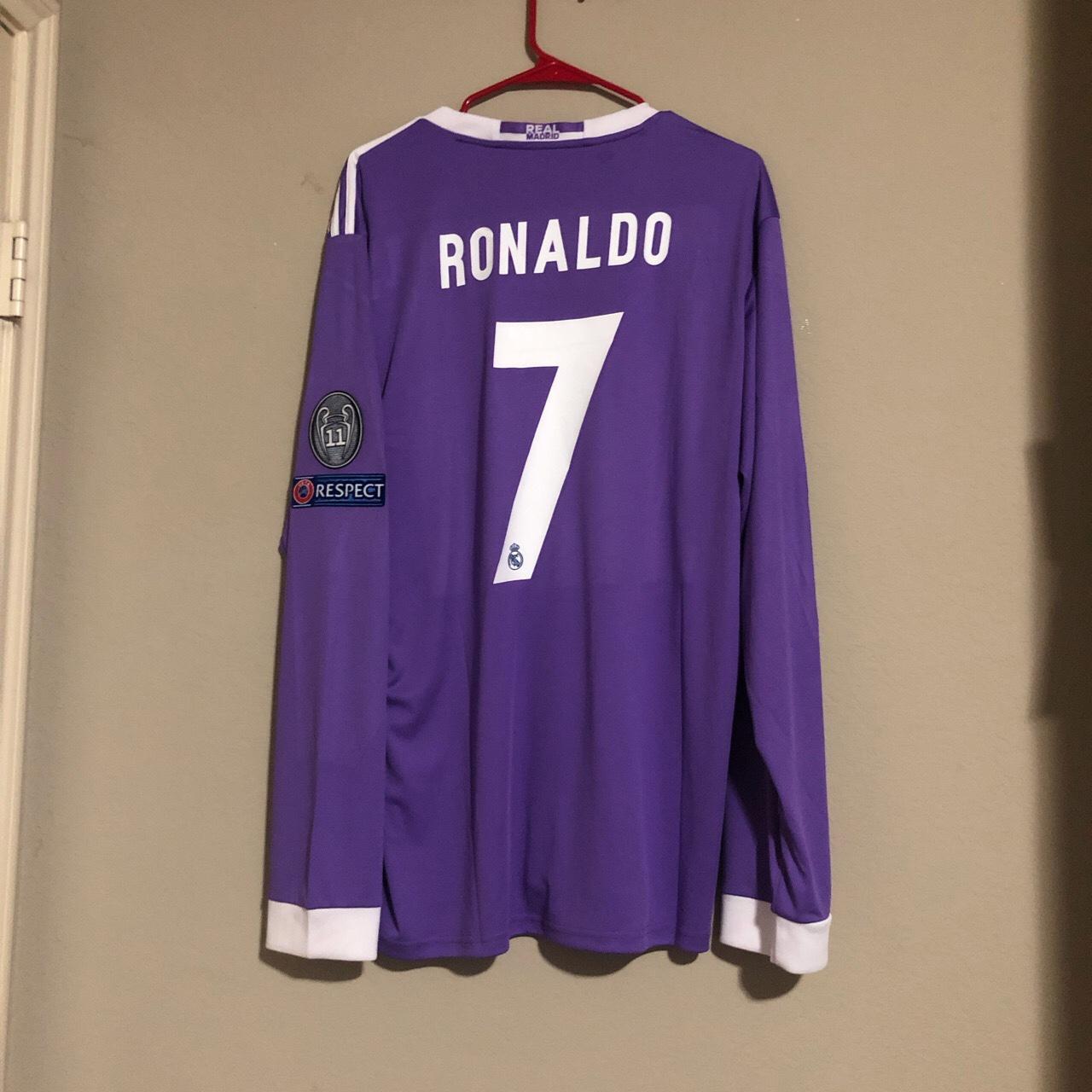 Real Madrid Long Sleeve Purple Ronaldo Kit With UCL... - Depop