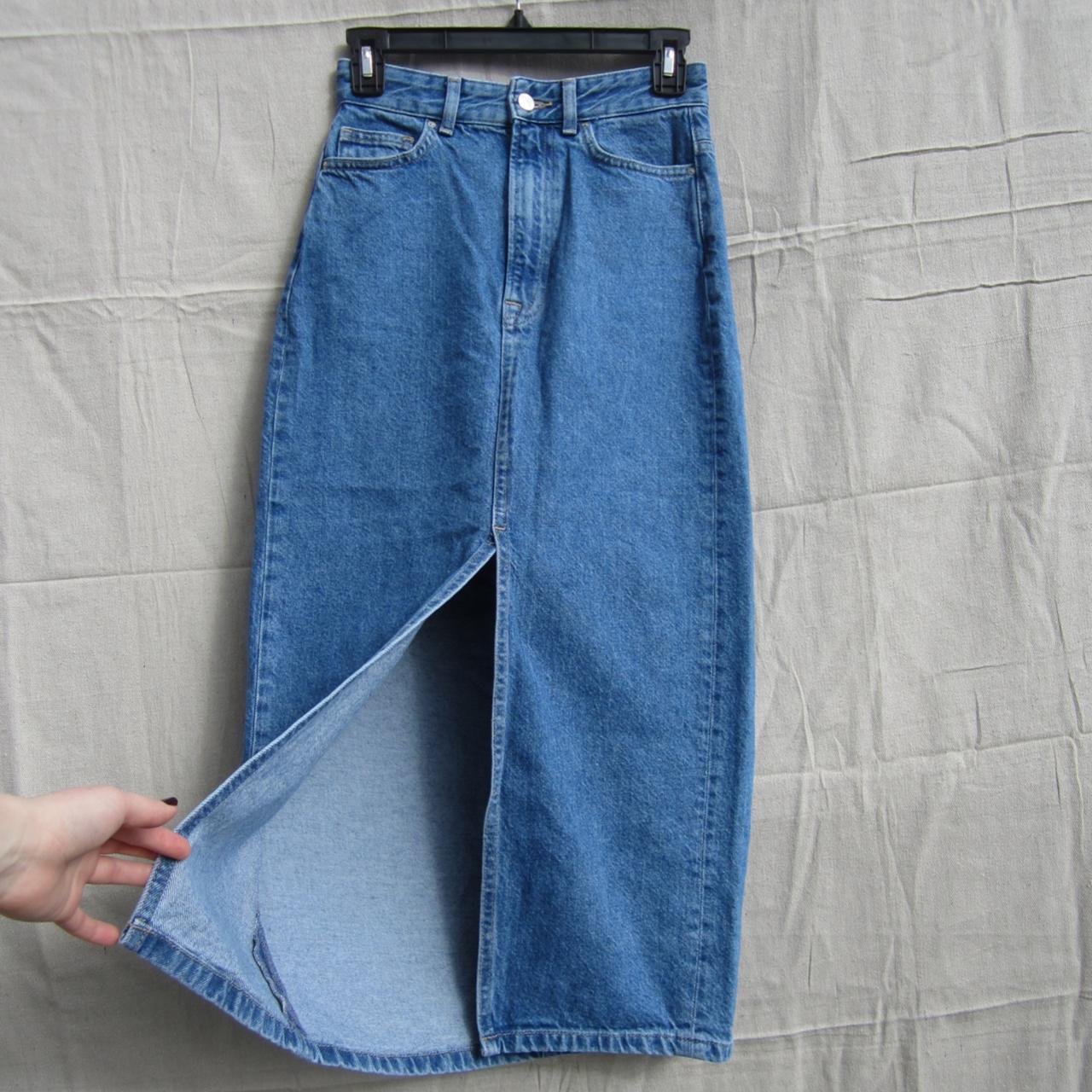 H&M long denim skirt size 2, true to size pretty... Depop