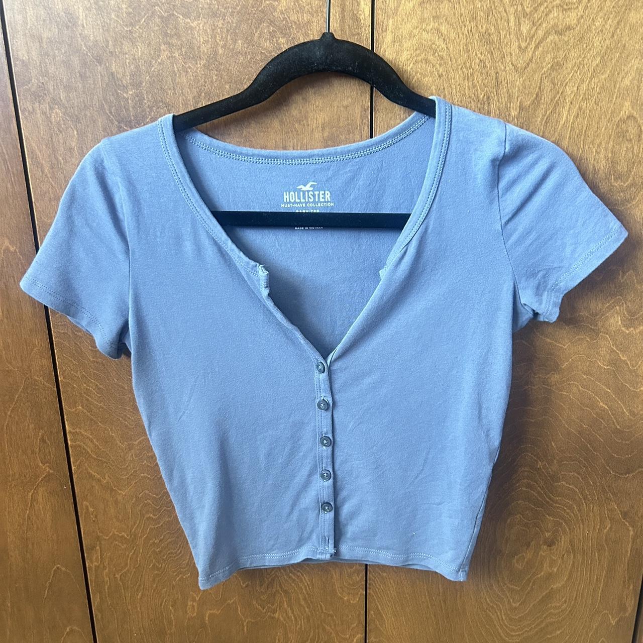 Blue Hollister Button Up Crop, Size small, In