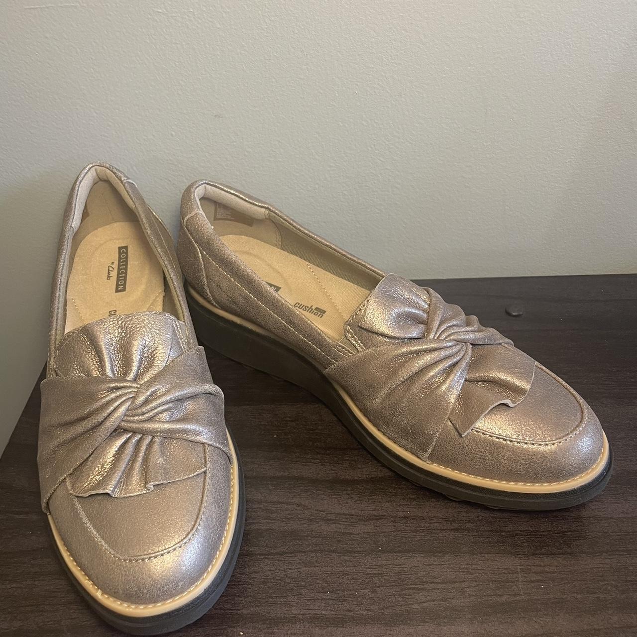 Clarks gold loafers hotsell