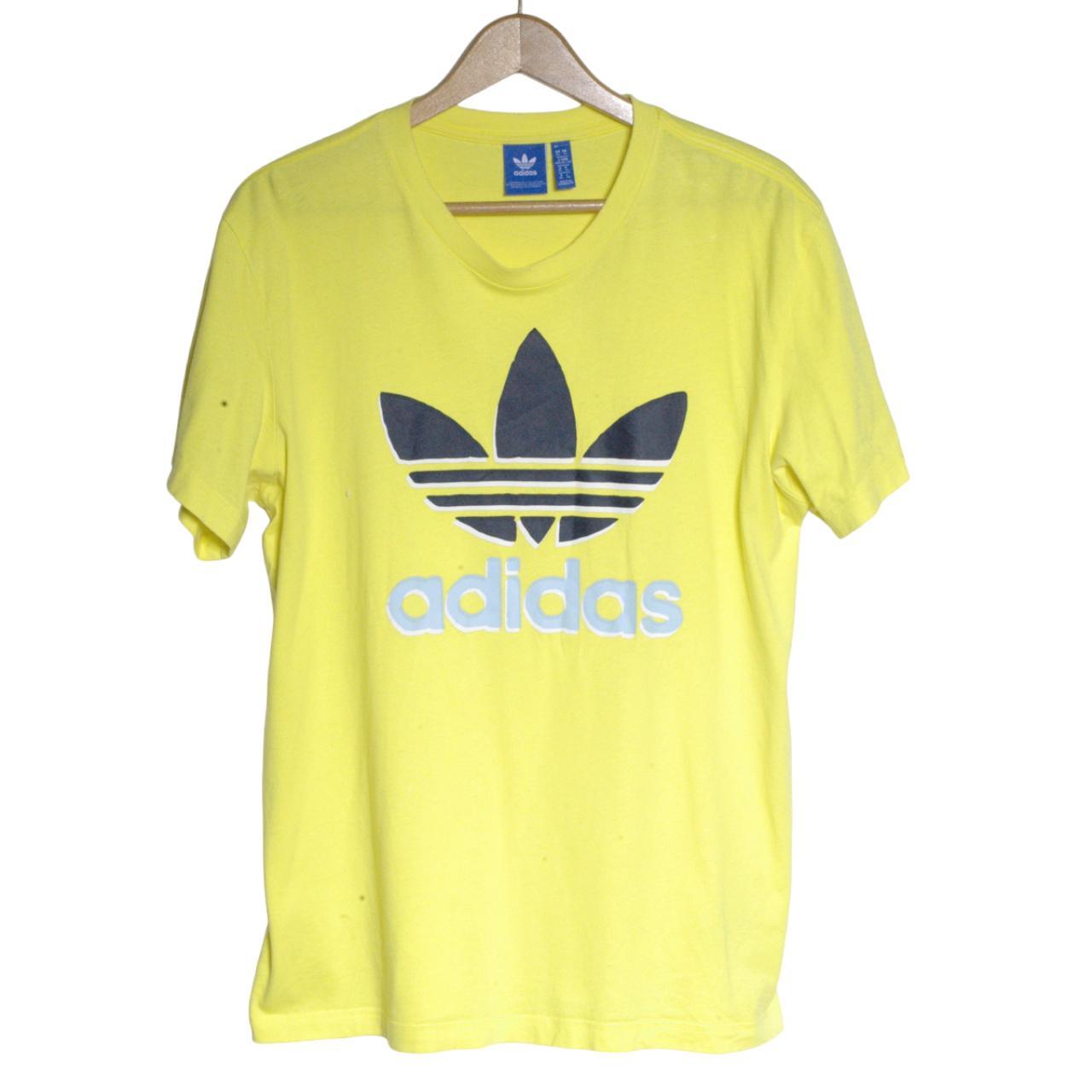 Vintage Adidas Yellow Trefoil T Shirt | Size L... - Depop