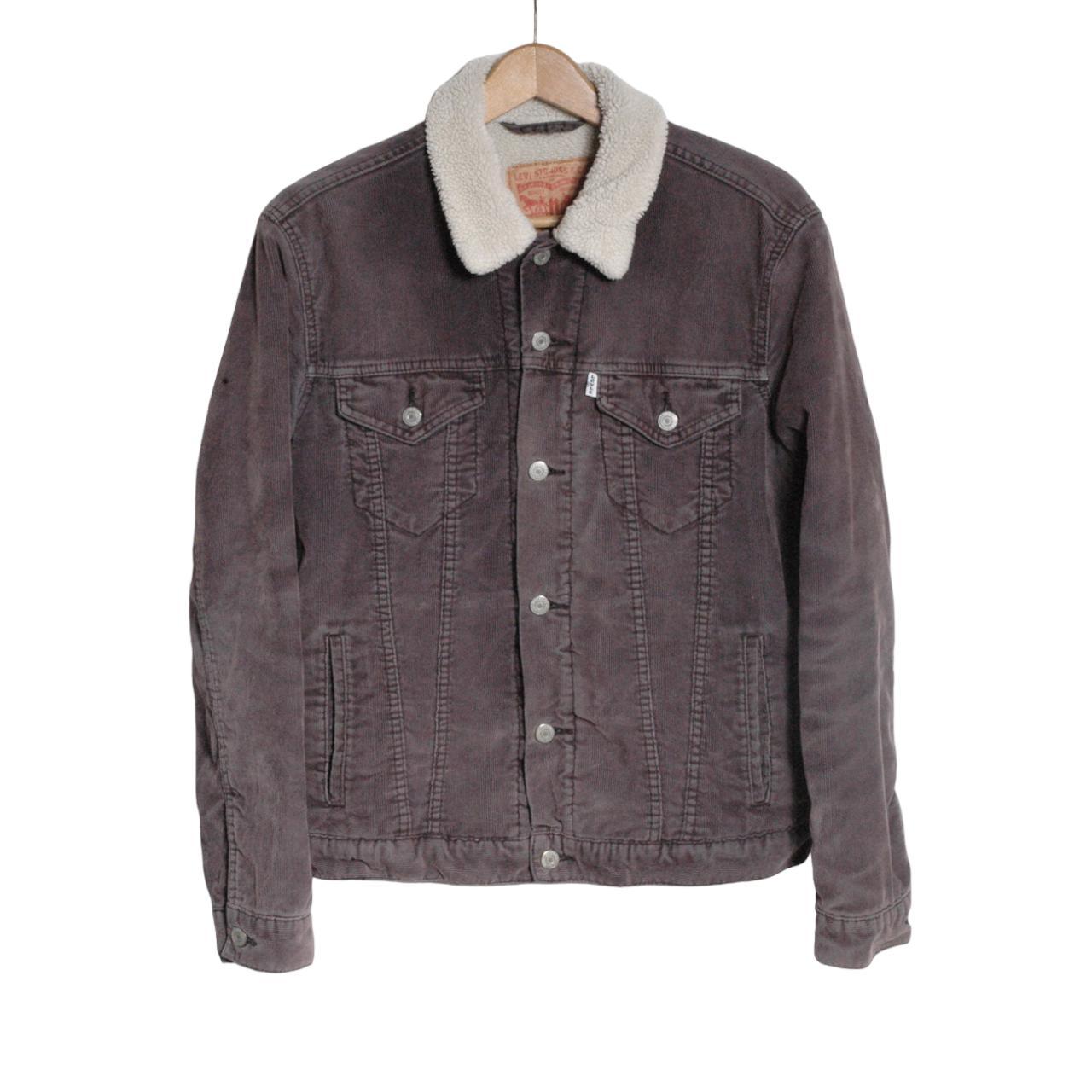 Vintage Levi's Corduroy Brown Shearling Jacket |... - Depop