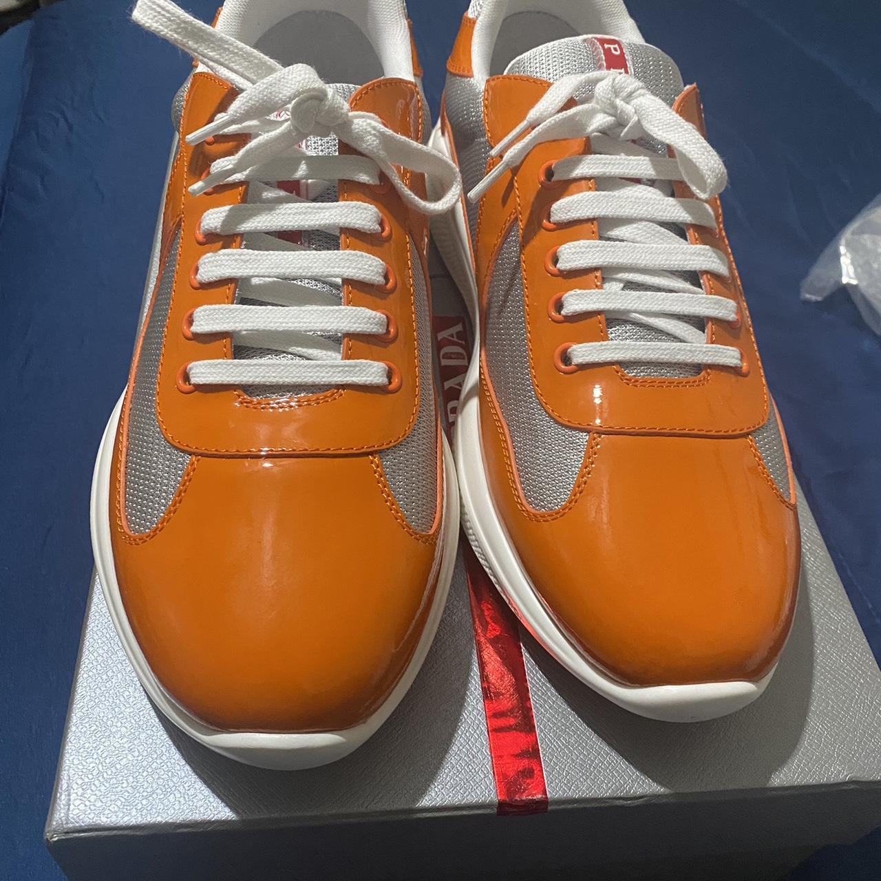orange prada sneakers