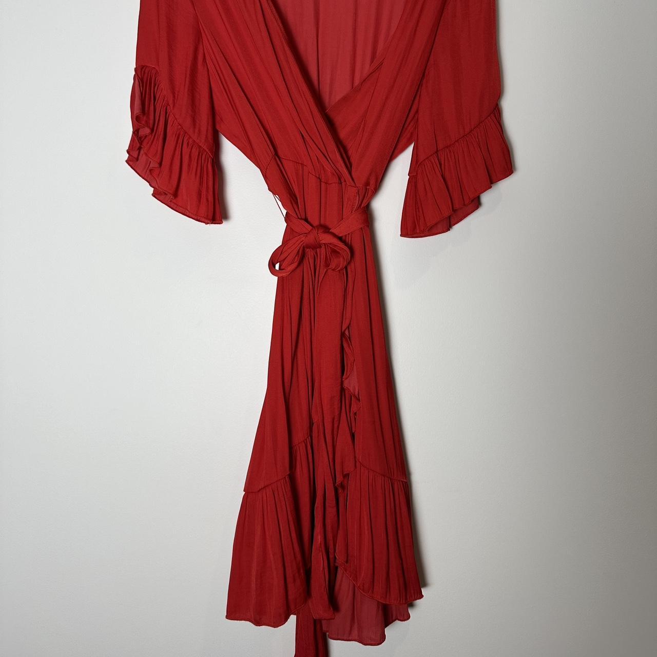 oysho silky ruffled dress, wrapped at waist
