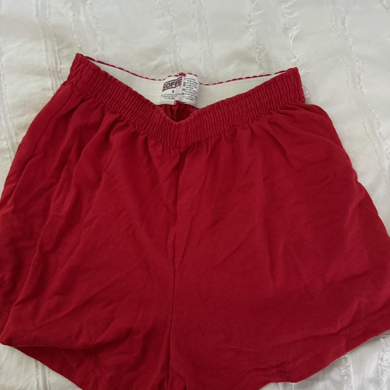 Red Soffe Shorts Lifeguard design on the. Depop