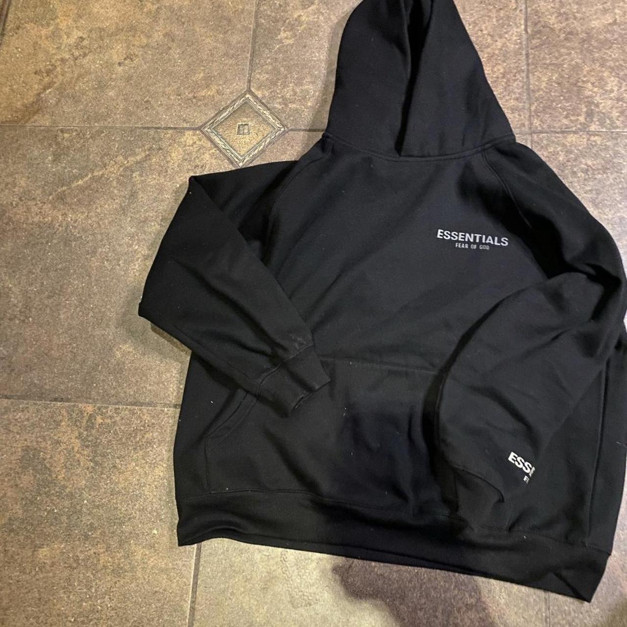 Black essentials hoodie - Depop