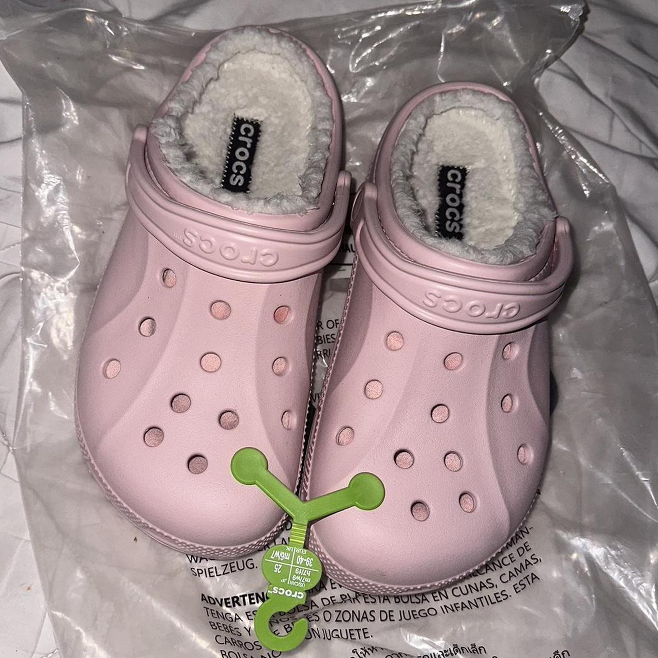 Light Pink Crocs 9W/7M In fur lined ralen style... - Depop