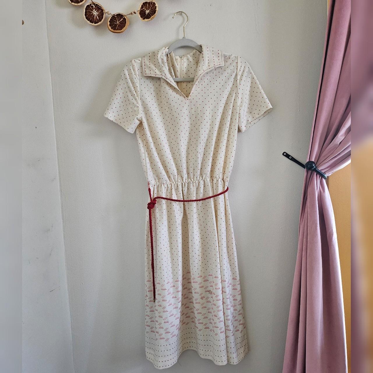 Vintage 1960s 1970s cream polyester house dress with. Depop