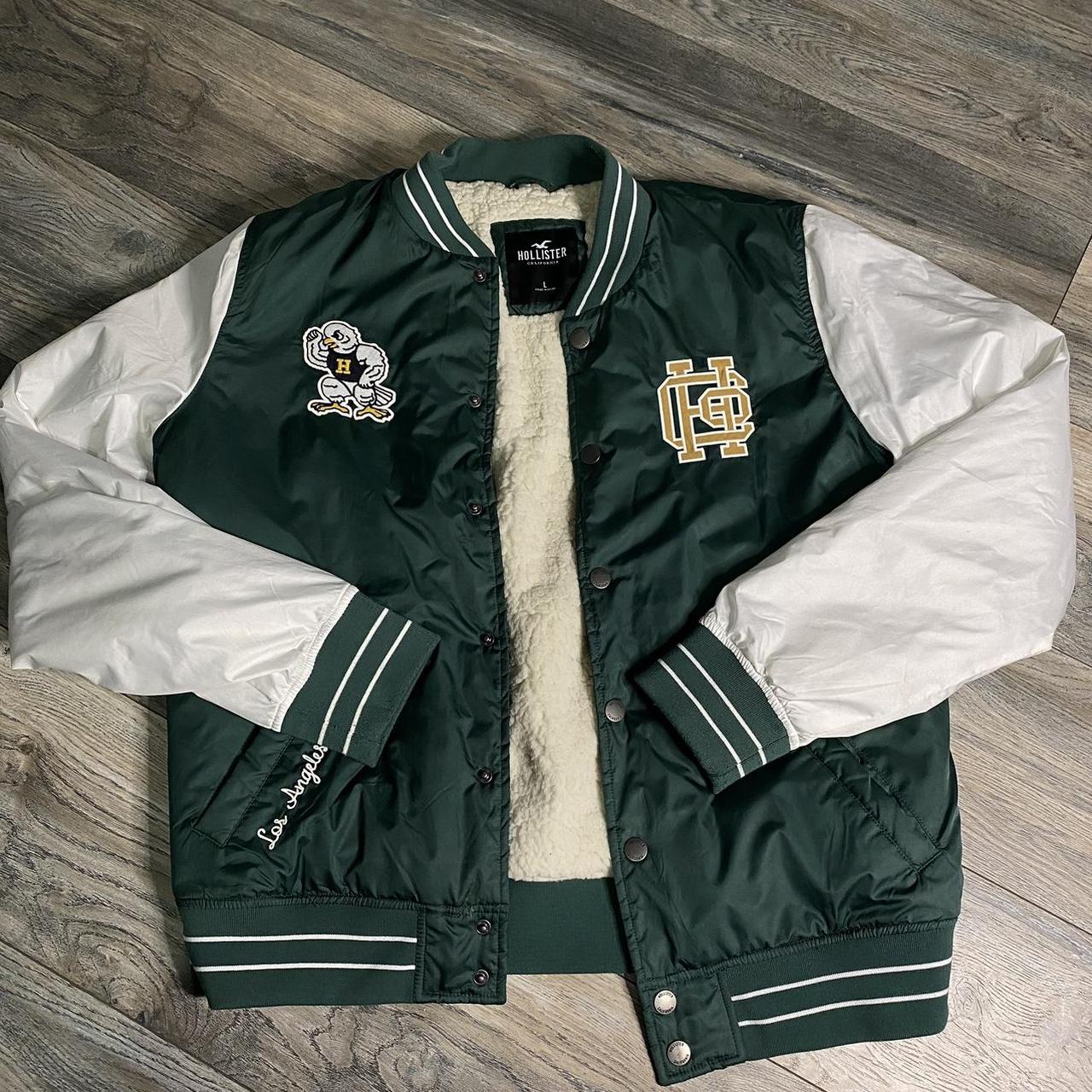 Green Hollister Varsity Jacket L Depop