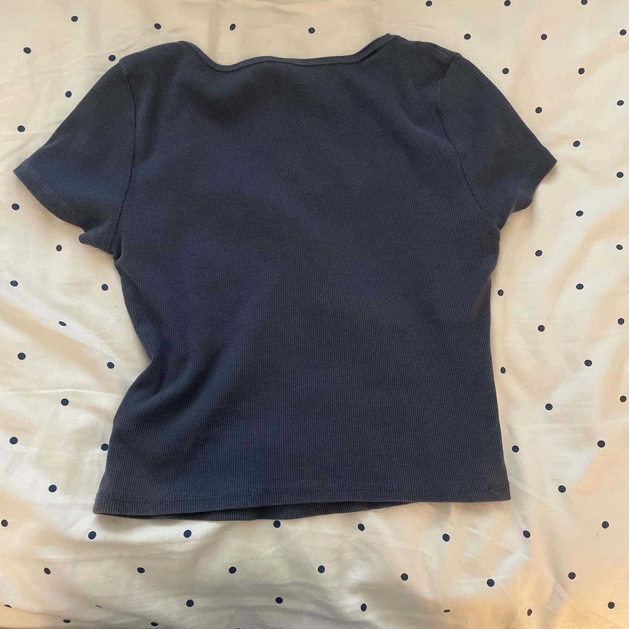 H & M - navy blue cropped square neck top some - Depop