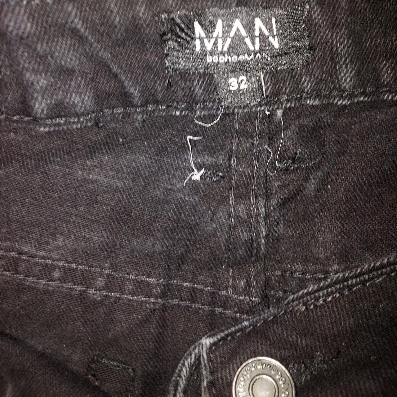 BoohooMAN Black Flared Distressed Paint Splatter... Depop