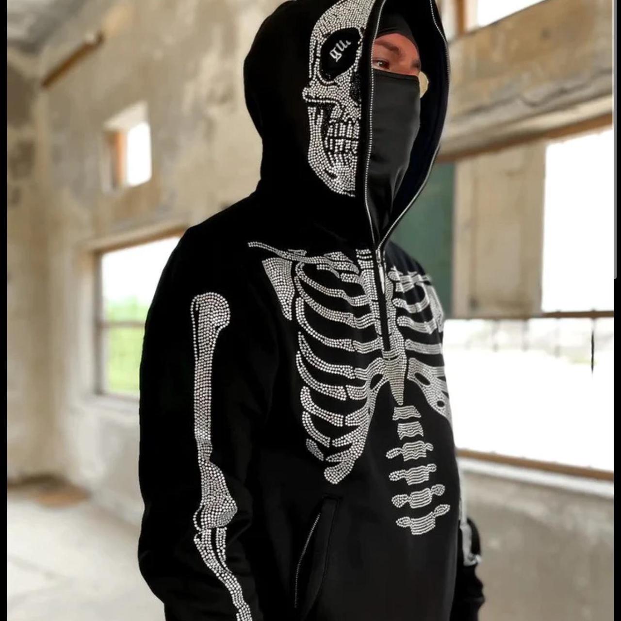 guapi skeleton rhinestone hoodie💗 -perfect | Depop