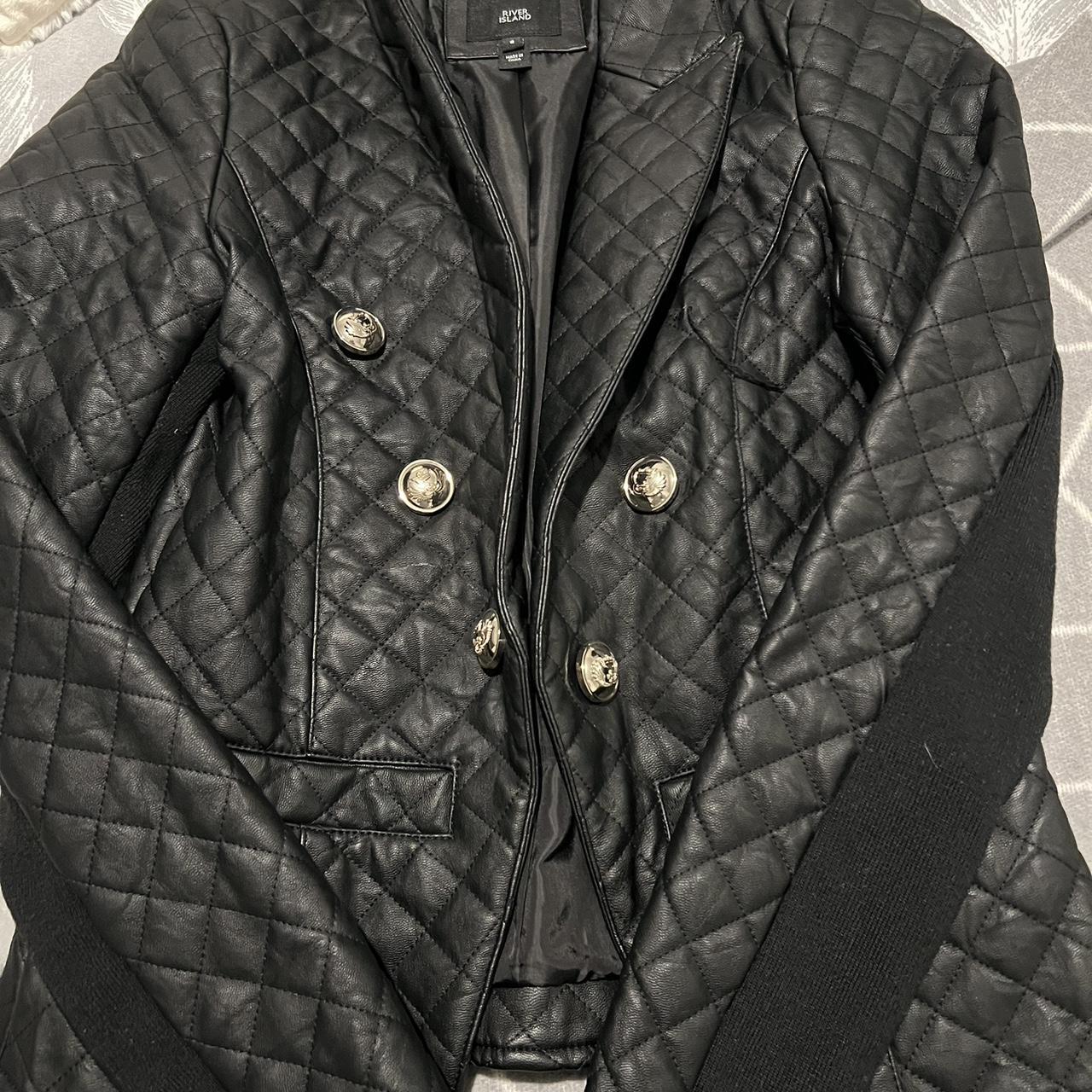 Blazer River Island Black Quilted Jacket Blazer Style Leather