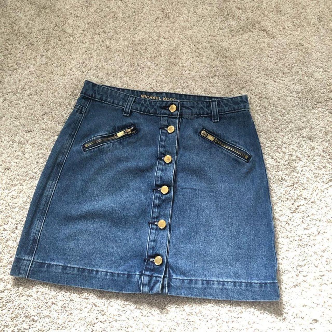 Michael kors denim button front skirt best sale