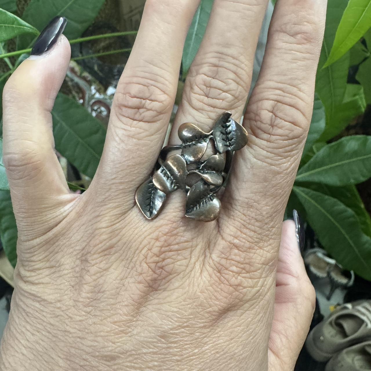 Women's Ring - Silver/Brown – Copper leaf ring - … - image 1