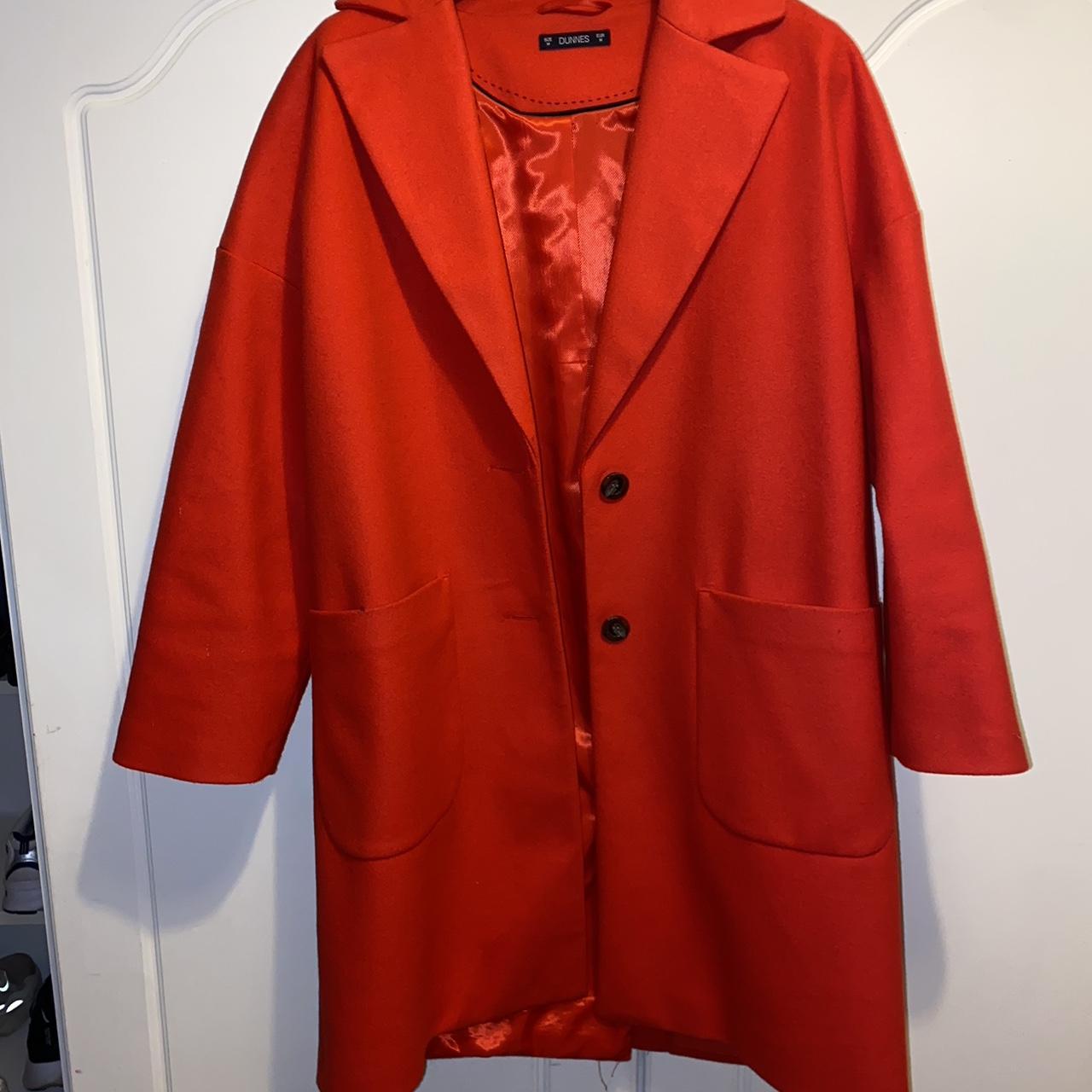 Red long dress coat red dress coat winter Depop