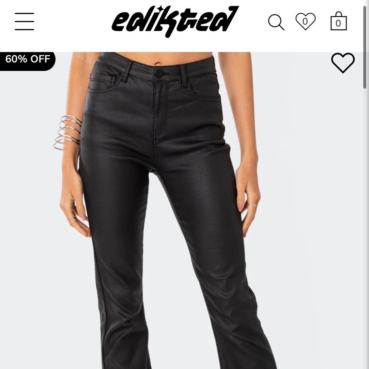 Luna Faux Leather Flare Jeans – edikted