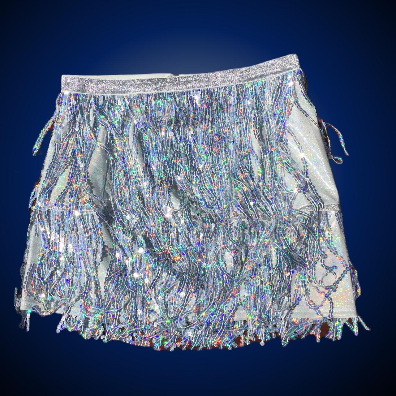 Sequin fringe skirt! Has an elastic waist band and... - Depop