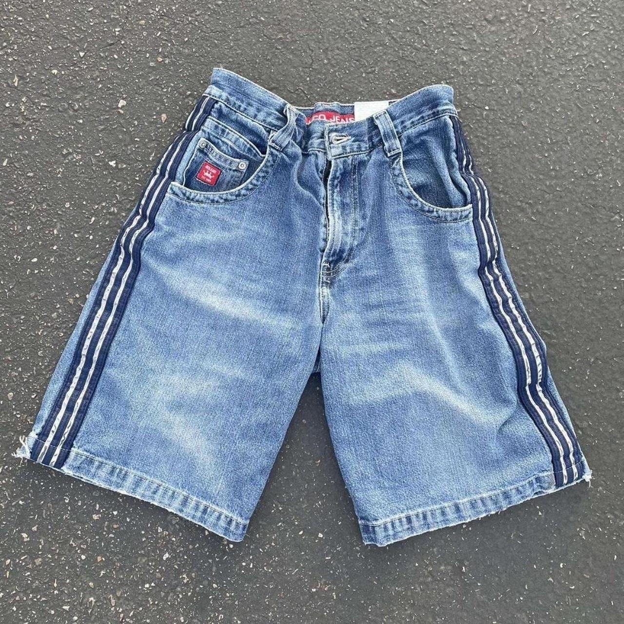 Vintage 18 blue denim JNCO Jeans Stripped Made in... - Depop