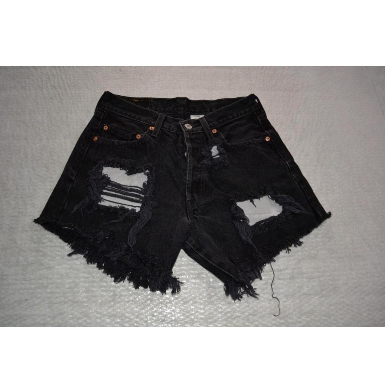 Black cut up shorts hotsell