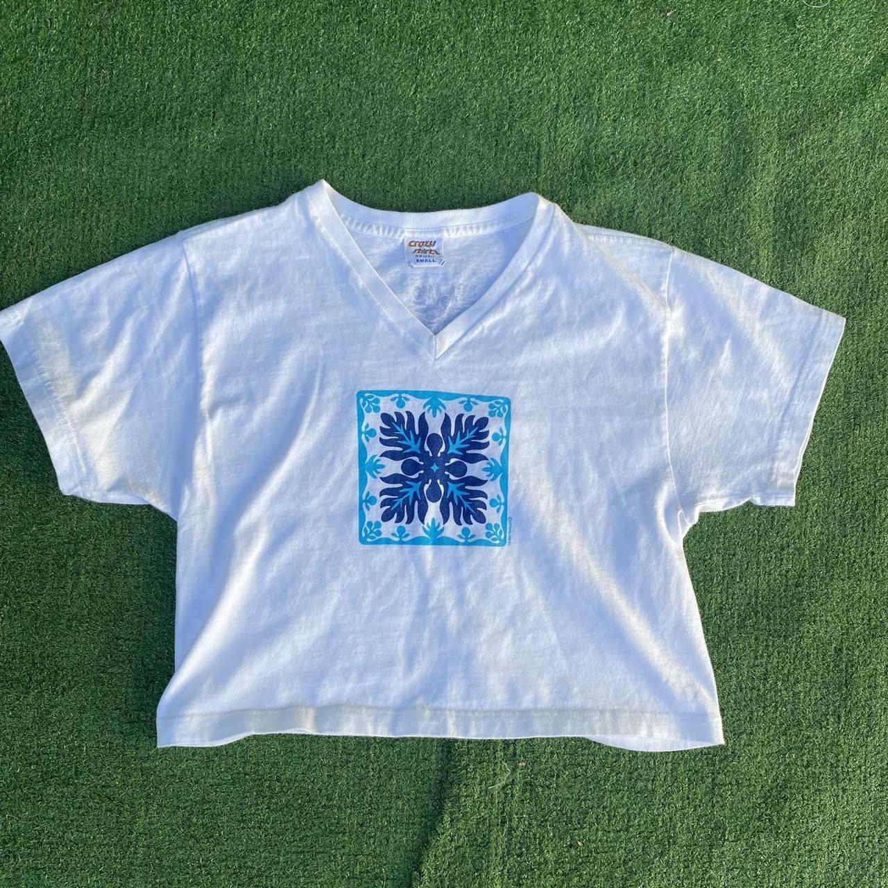 Crazy Shirts Women's White and Blue T-shirt | Depop