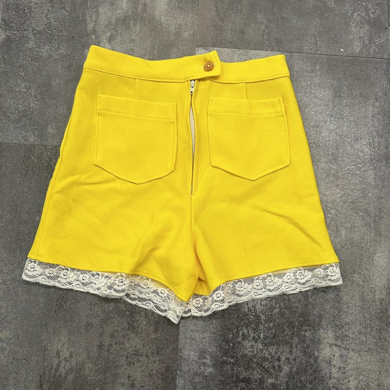 Vintage 70s high waisted lemon shorts w lace... Depop