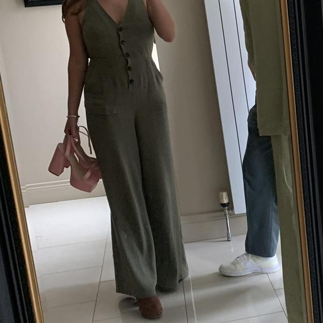 Topshop utility pocket casual jumpsuit in khaki