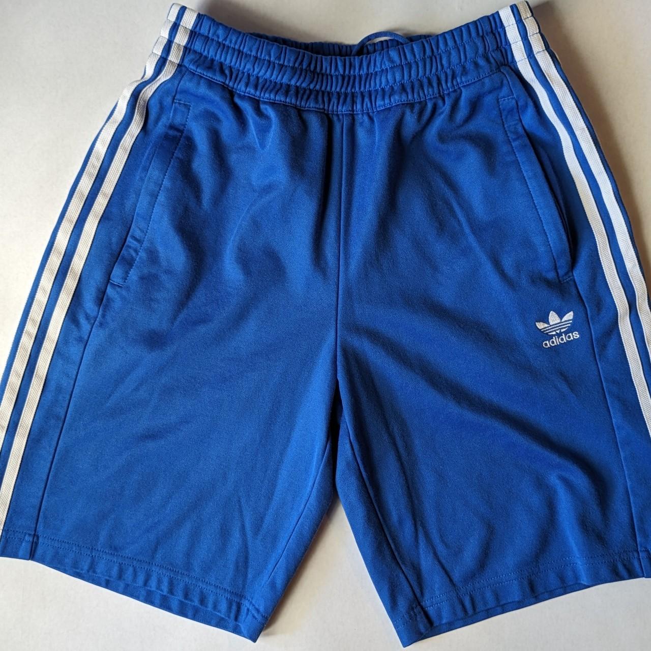 Adidas Blue Shorts with Snap Detail on Both... - Depop