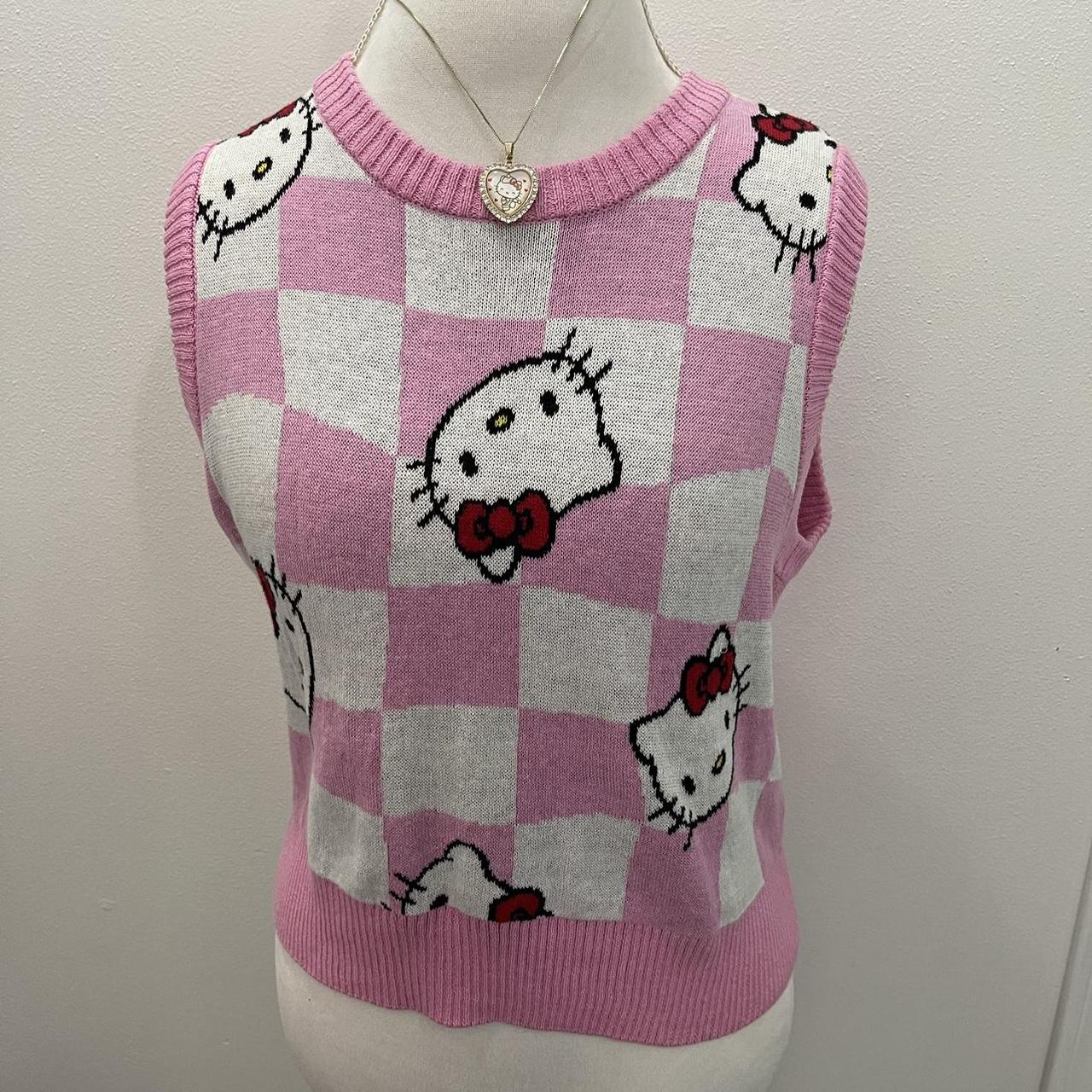 Pink and white Sanrio hello kitty checkered