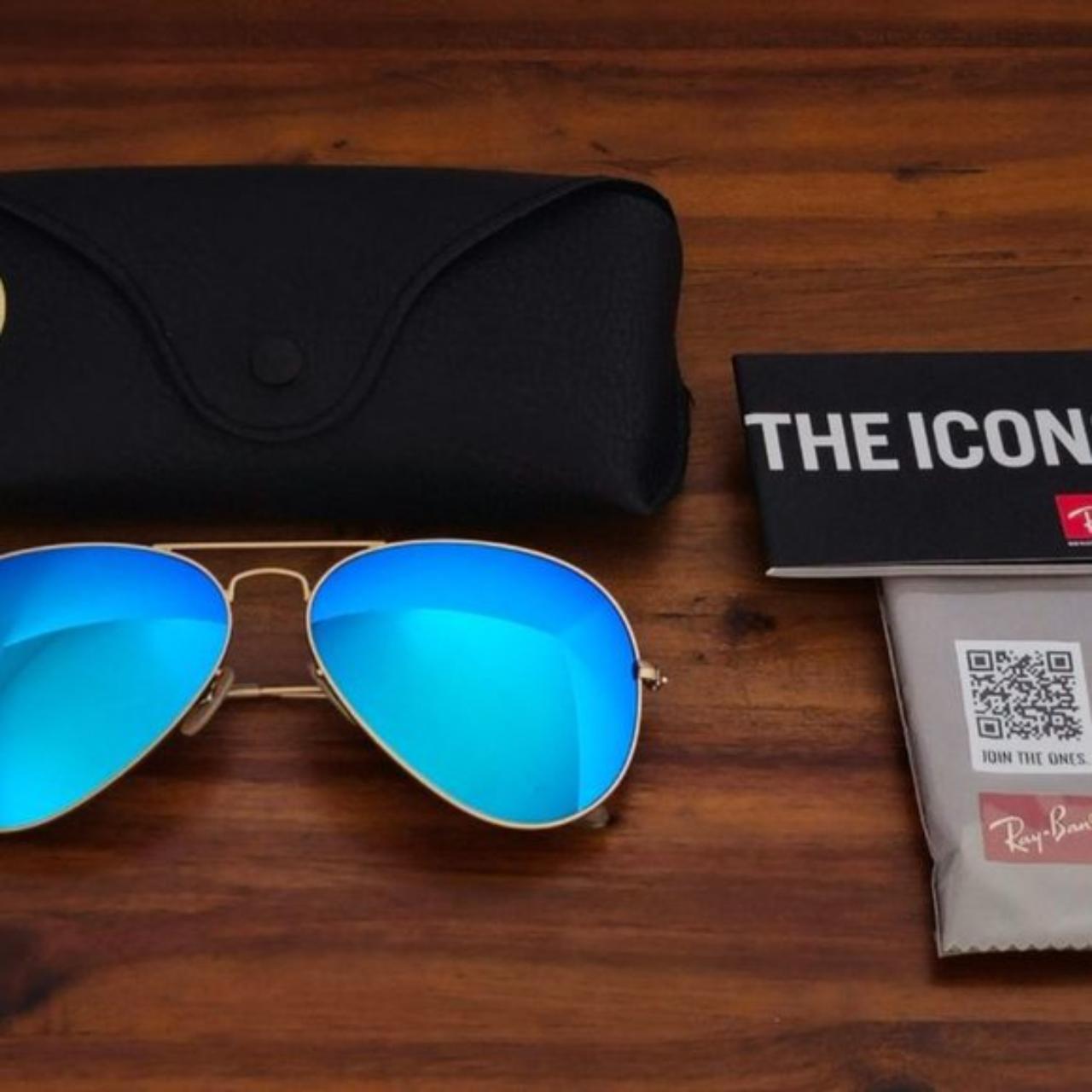 Ray Ban 62mm Aviator Mirrored Baby Blue