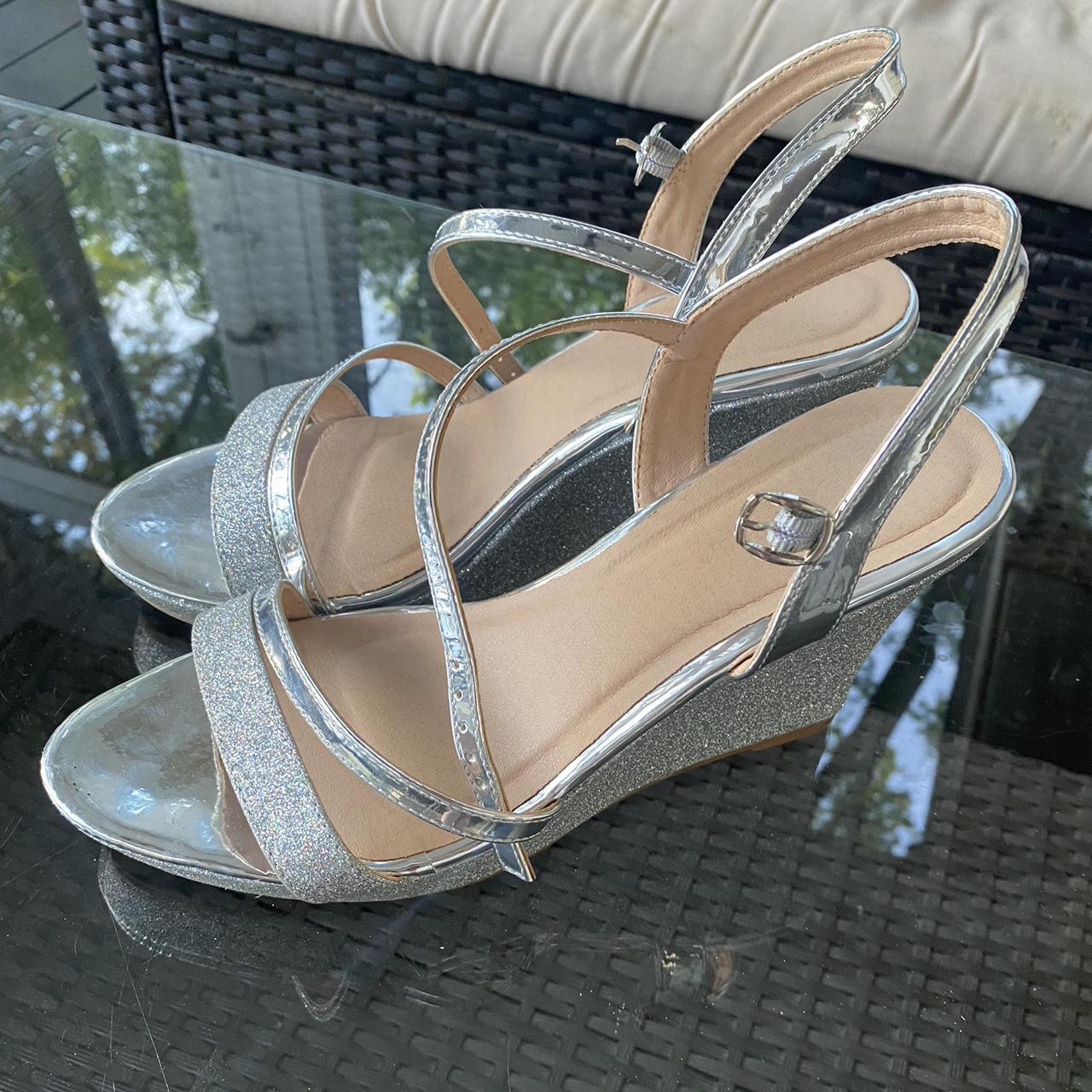 Forever formal silver sparkle heels, good for... - Depop