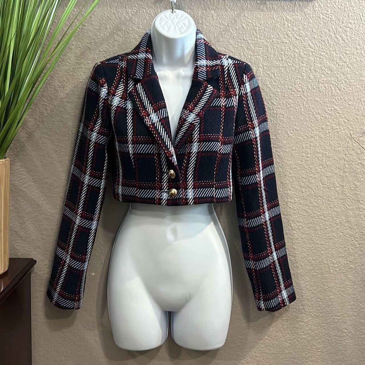 forever 21 Cropped plaid lined blazer Size small