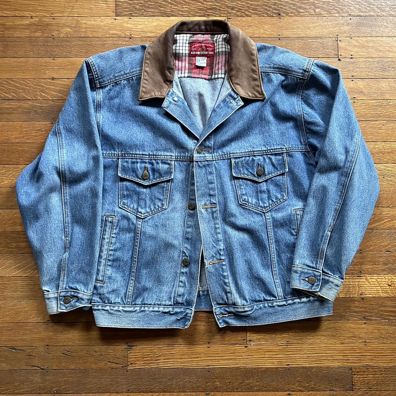 Vintage 90s Marlboro denim jacket size large - Depop