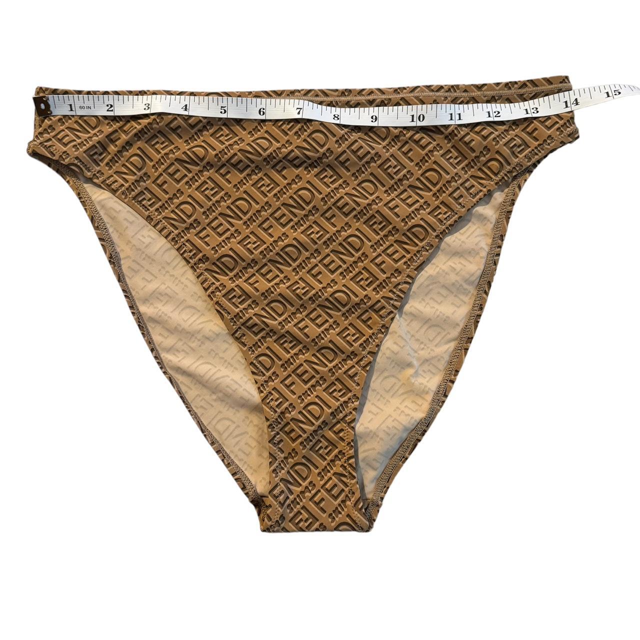 FENDI x SKIMS Tan High Leg Bikini Bottom Size | Depop