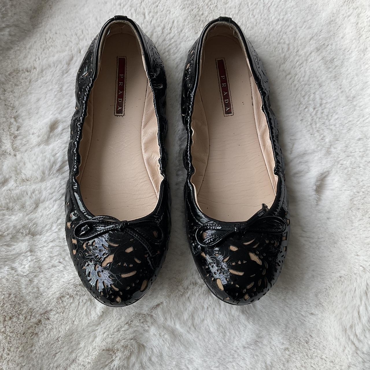 Prada black ballet flats best sale