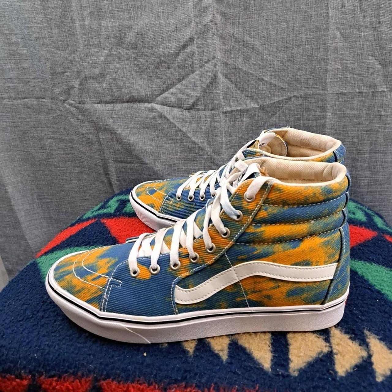 VANS ComfyCush Sk8 Hi In Bloom Blue Yellow Size. Depop