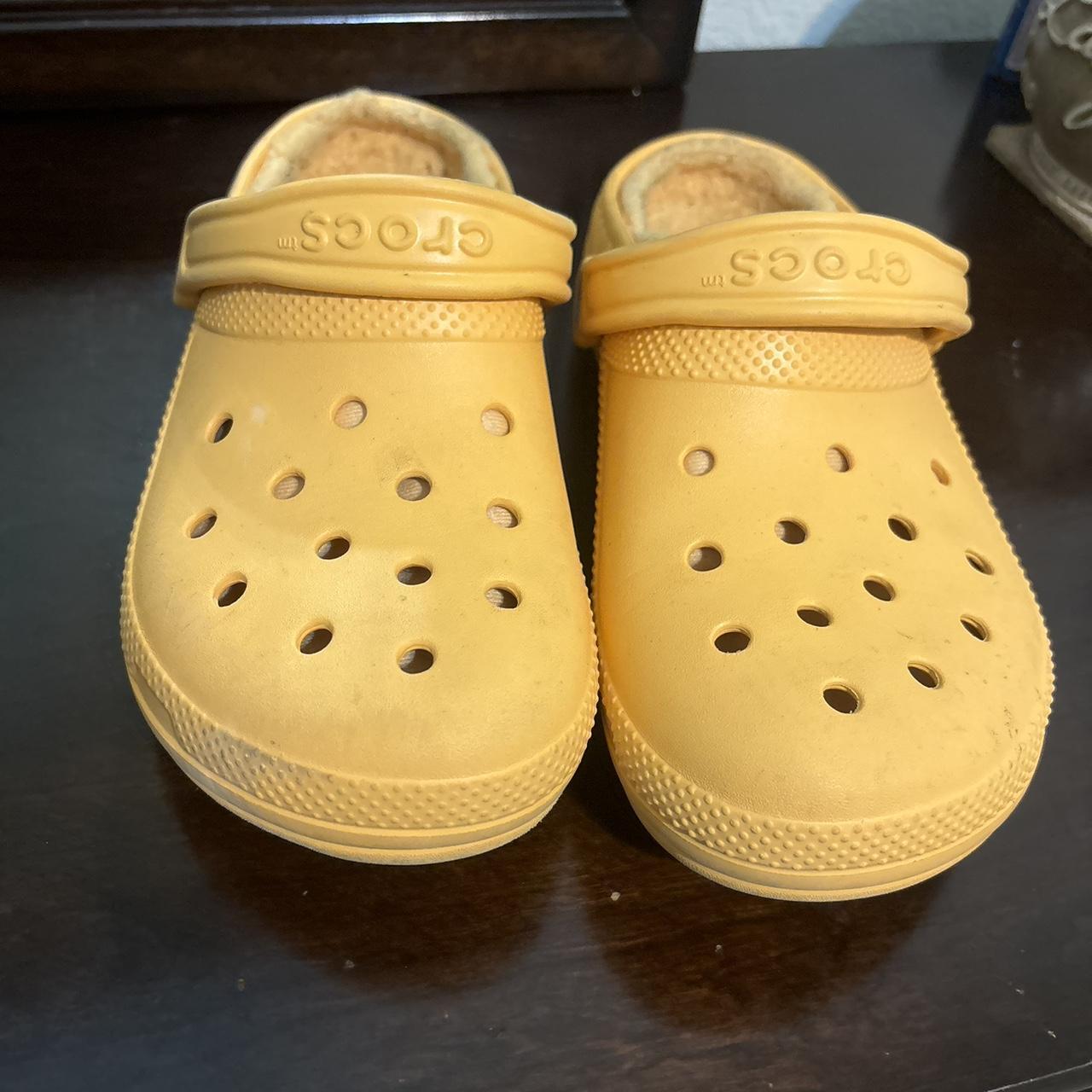 Orange crocs with fur online