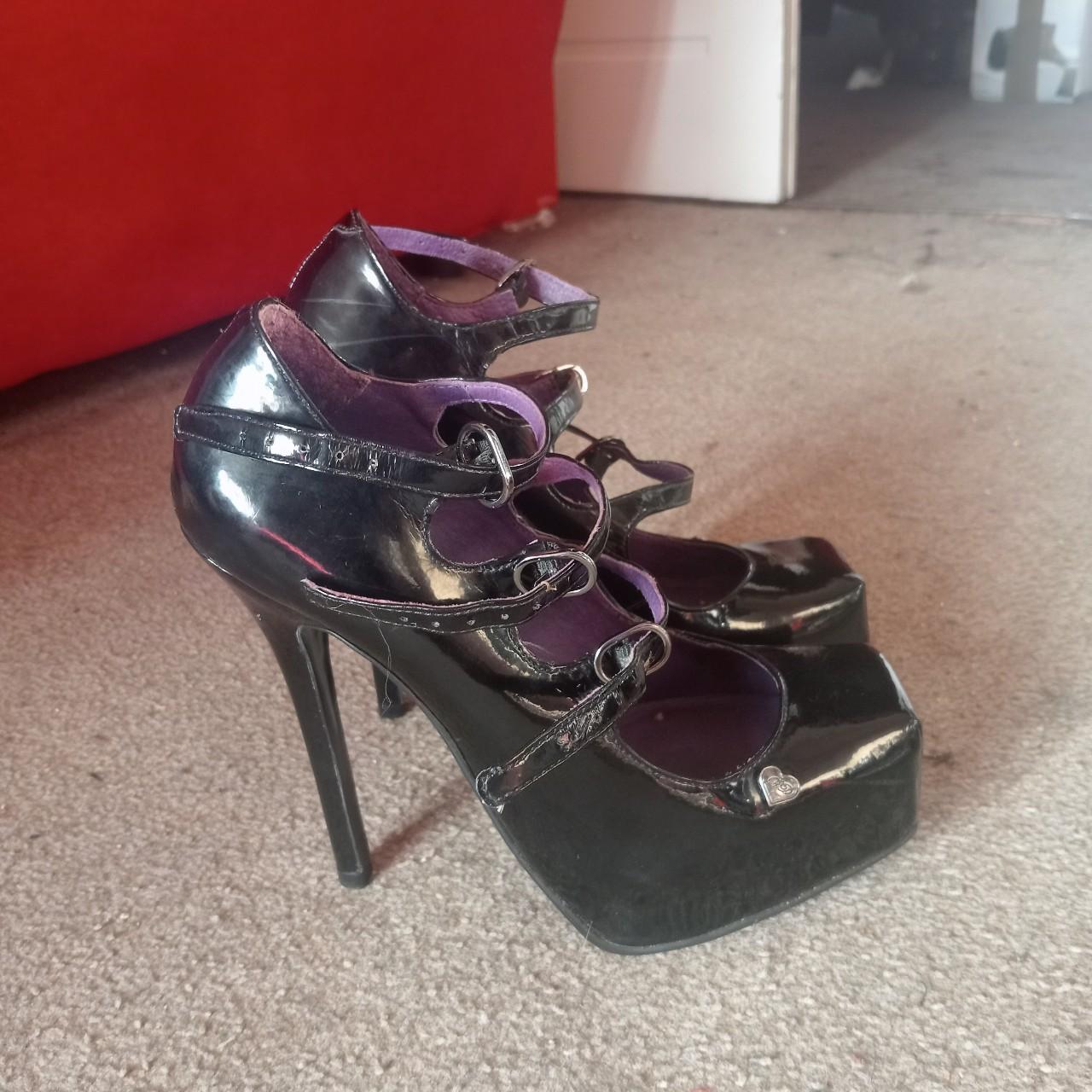 Absolutely stunning black patent sky high cruella... - Depop