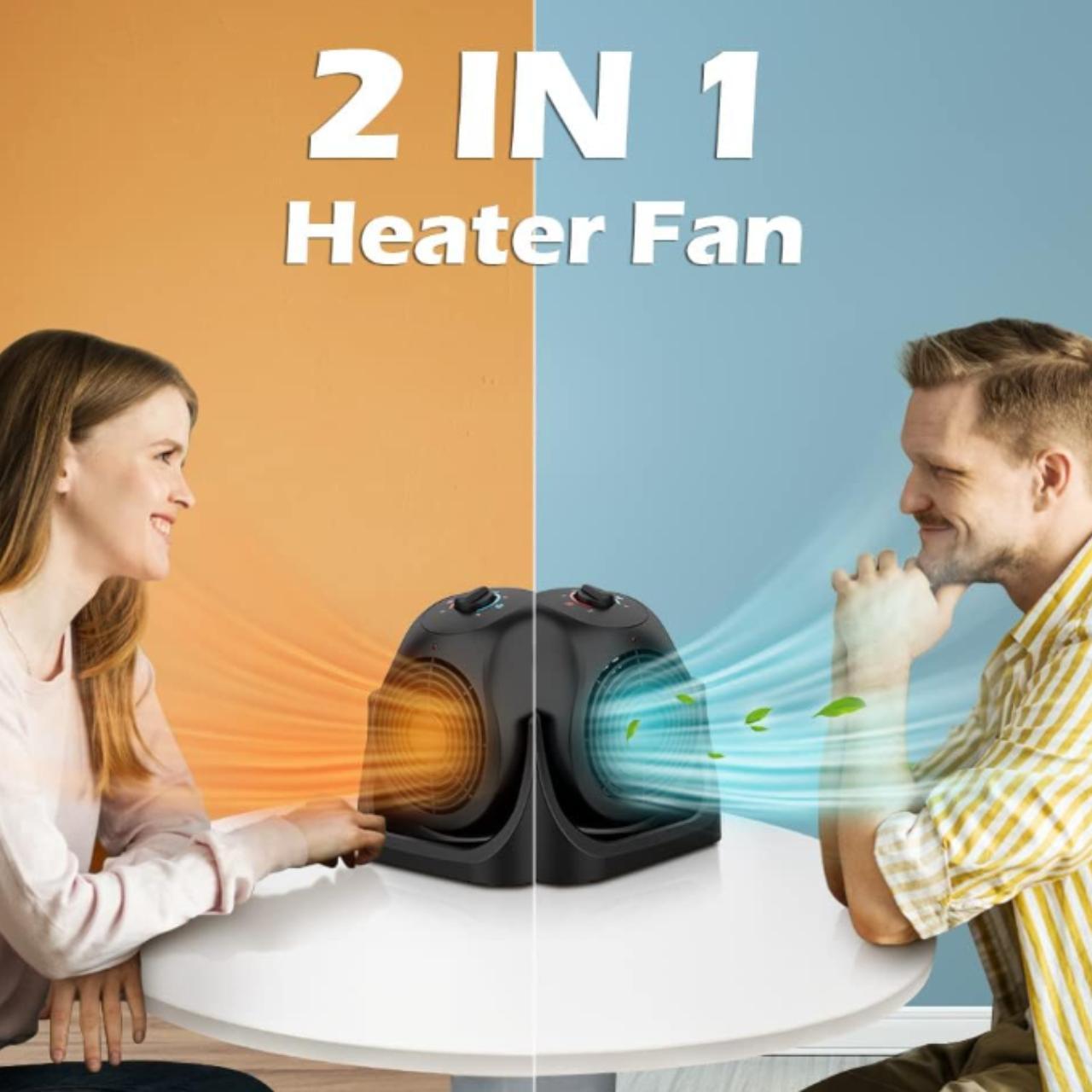 2 in 1 Heater Fan - 45 Degree Tilt and 2 Mode Settings - Depop