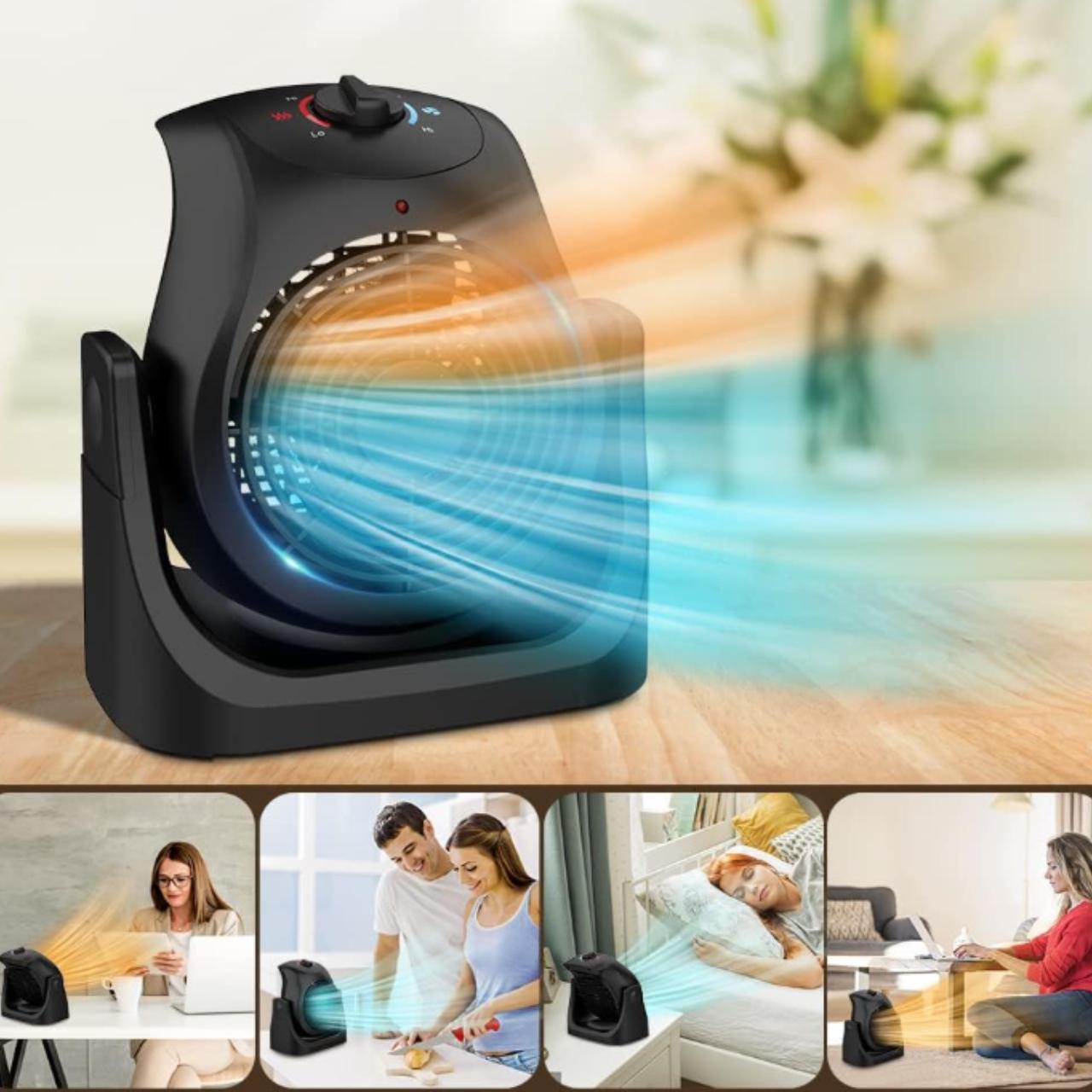 2 in 1 Heater Fan - 45 Degree Tilt and 2 Mode Settings - Depop