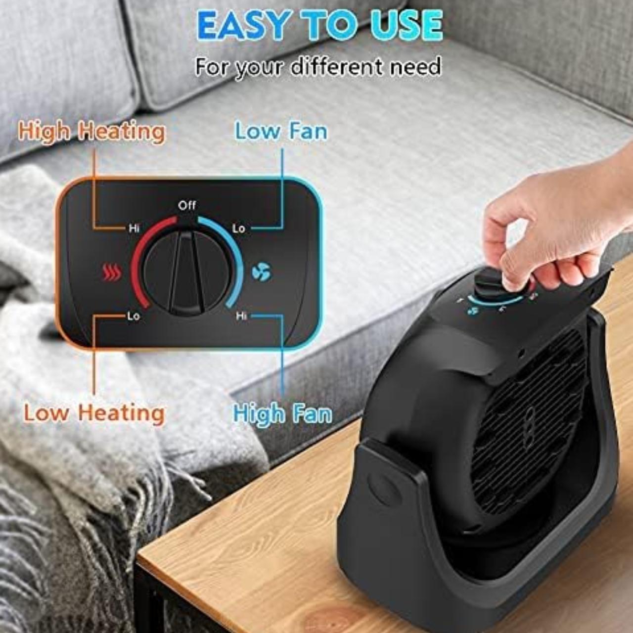 2 in 1 Heater Fan - 45 Degree Tilt and 2 Mode Settings - Depop