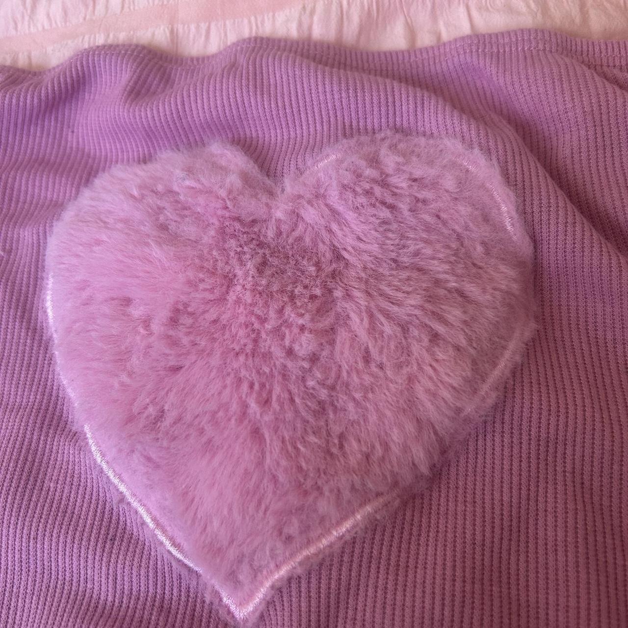 Pink Crop top with fuzzy heart center 🎀🩷 - Depop