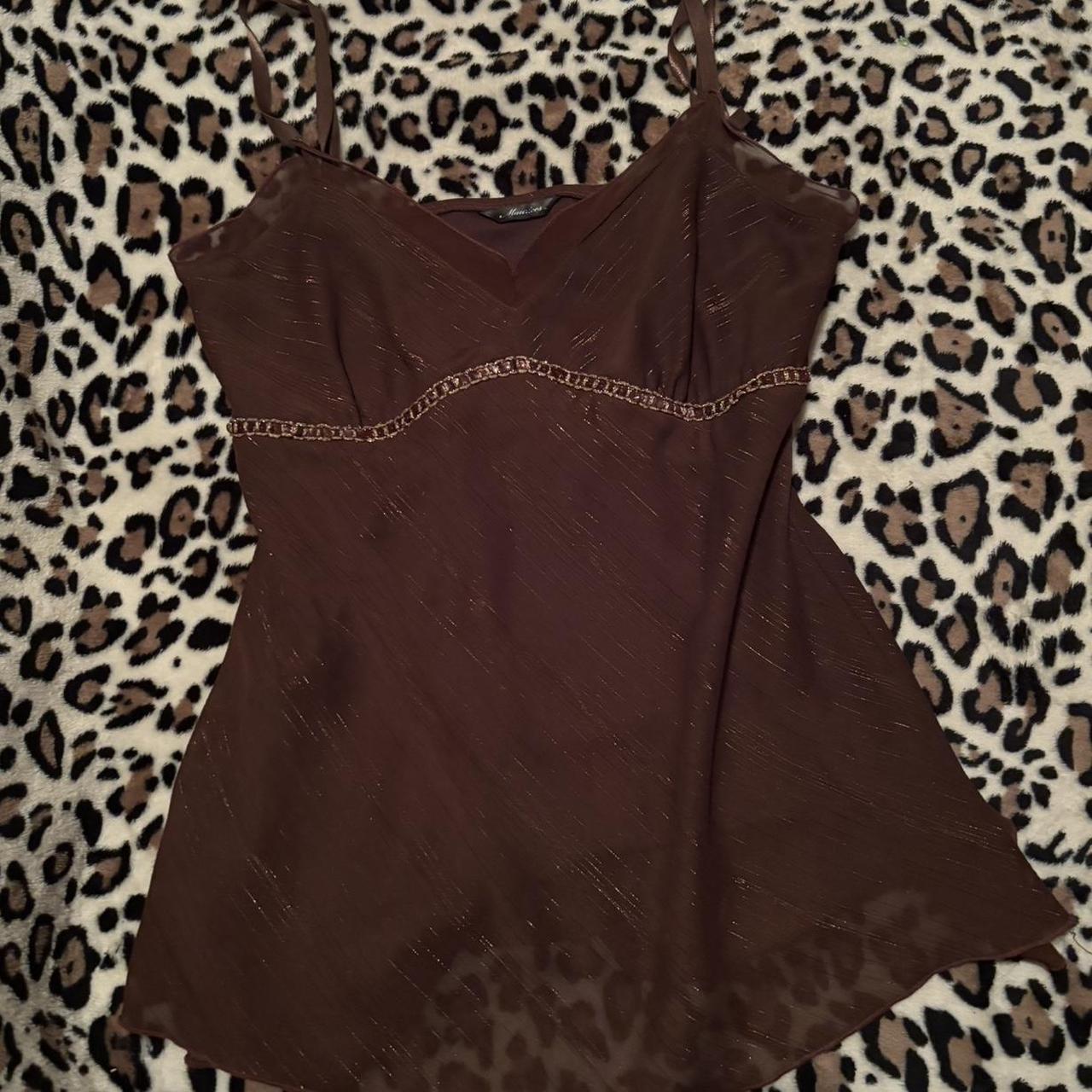 Brown vintage Maurice’s cami beaded tank top. Has... - Depop