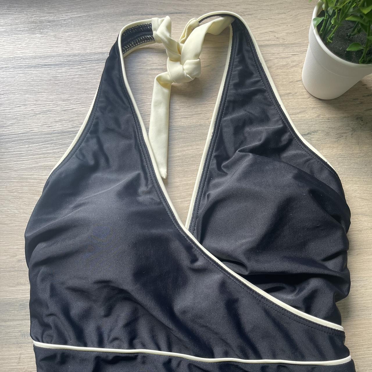 Black & cream swimming costume UK Size 12. New... - Depop