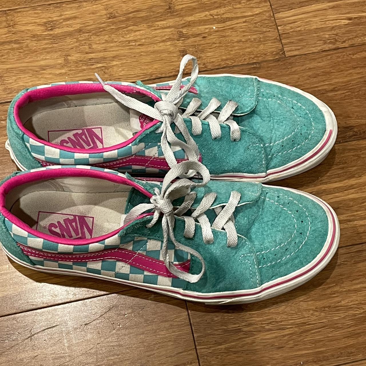 Turquoise and Pink Vans