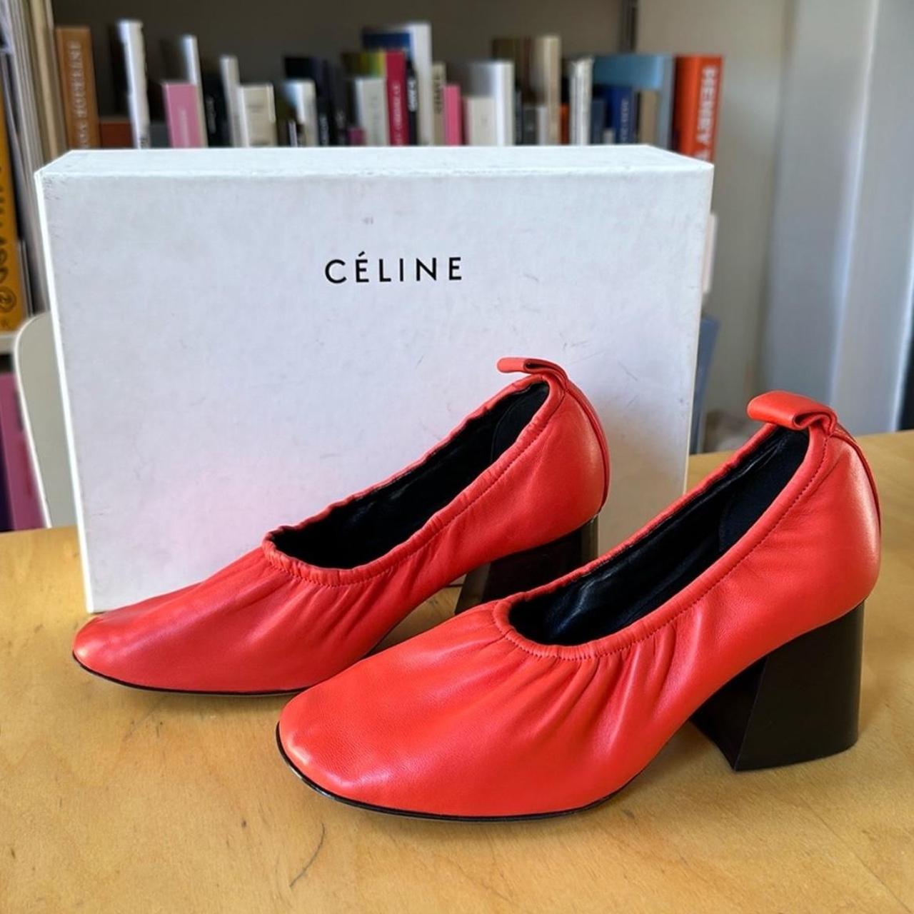 CELINE ballerina pump バレリーナパンプス フィービー期 セリーヌ フィービー期 レザー パンプス 38 レディース ブラウン
