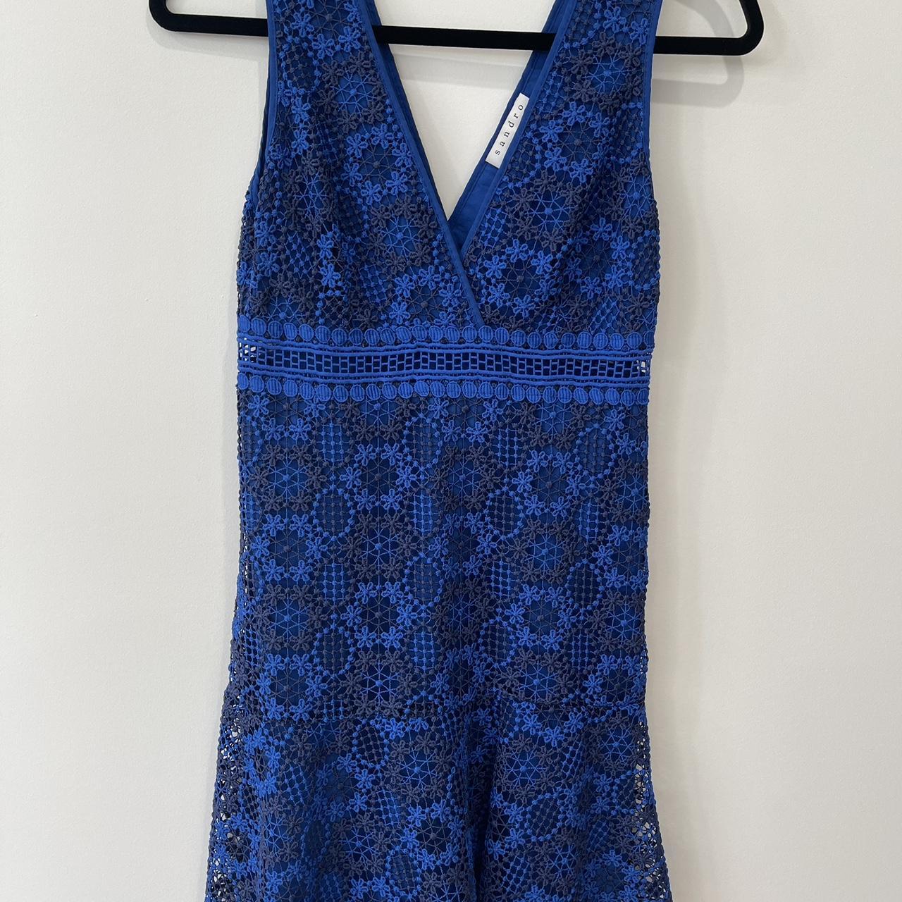 Sandro Paris blue lace dress Only worn once Size Depop