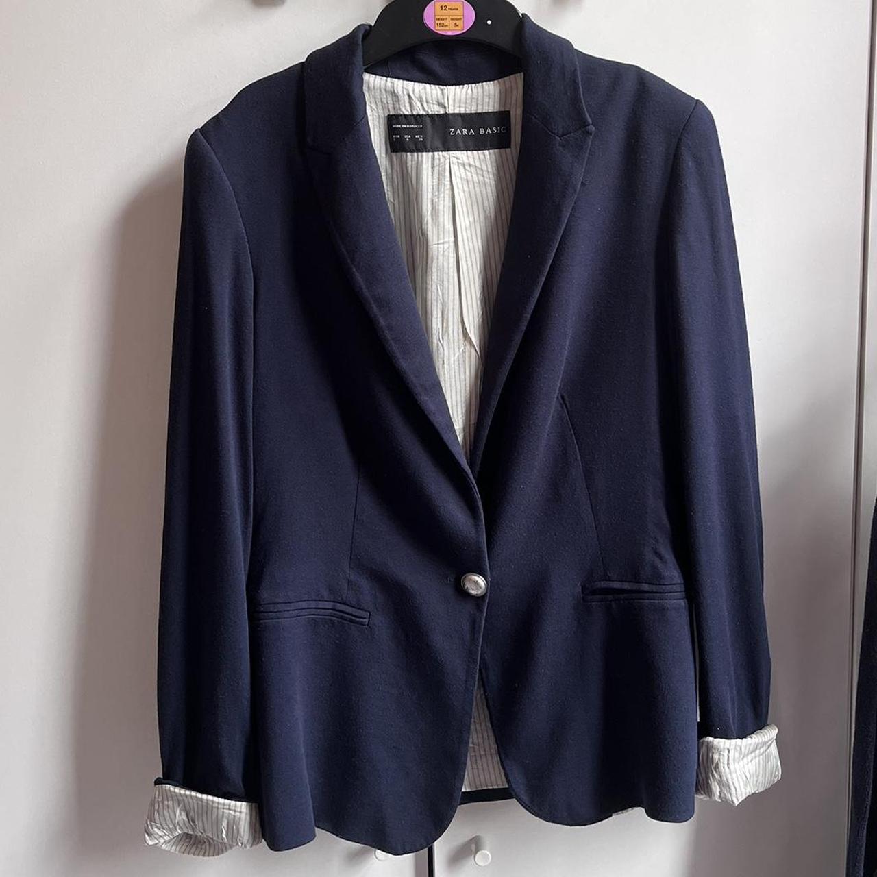 Zara Women's Blue and White Jacket | Depop