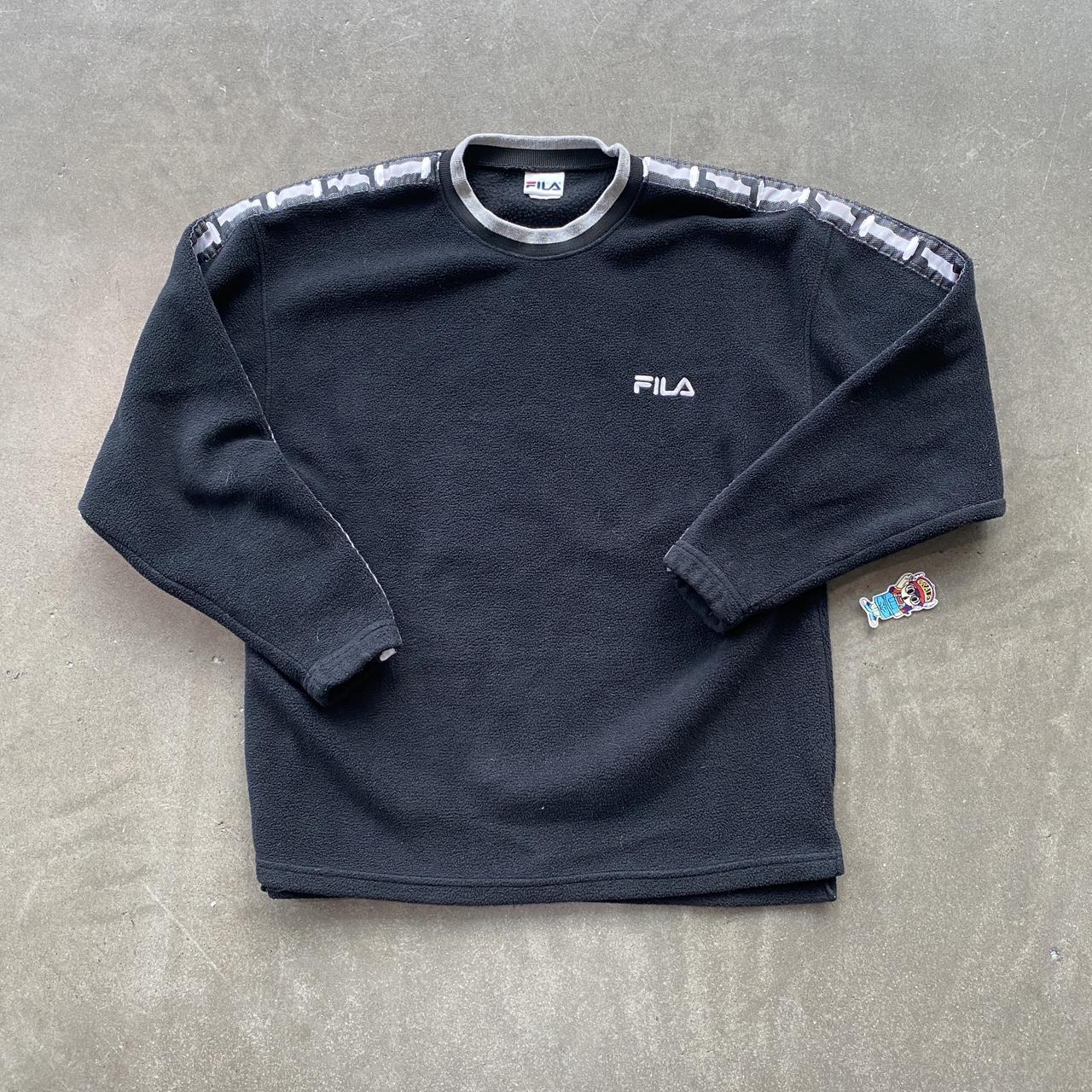 Vintage 90s Fila Black Embroidered Logo Fleece. Depop